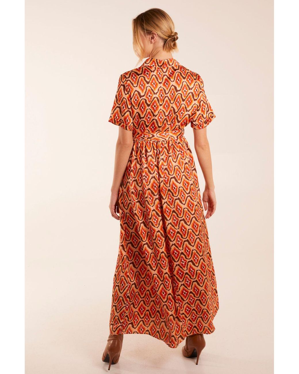 Blue Vanilla Orange Maxi Shirt Belt Dress