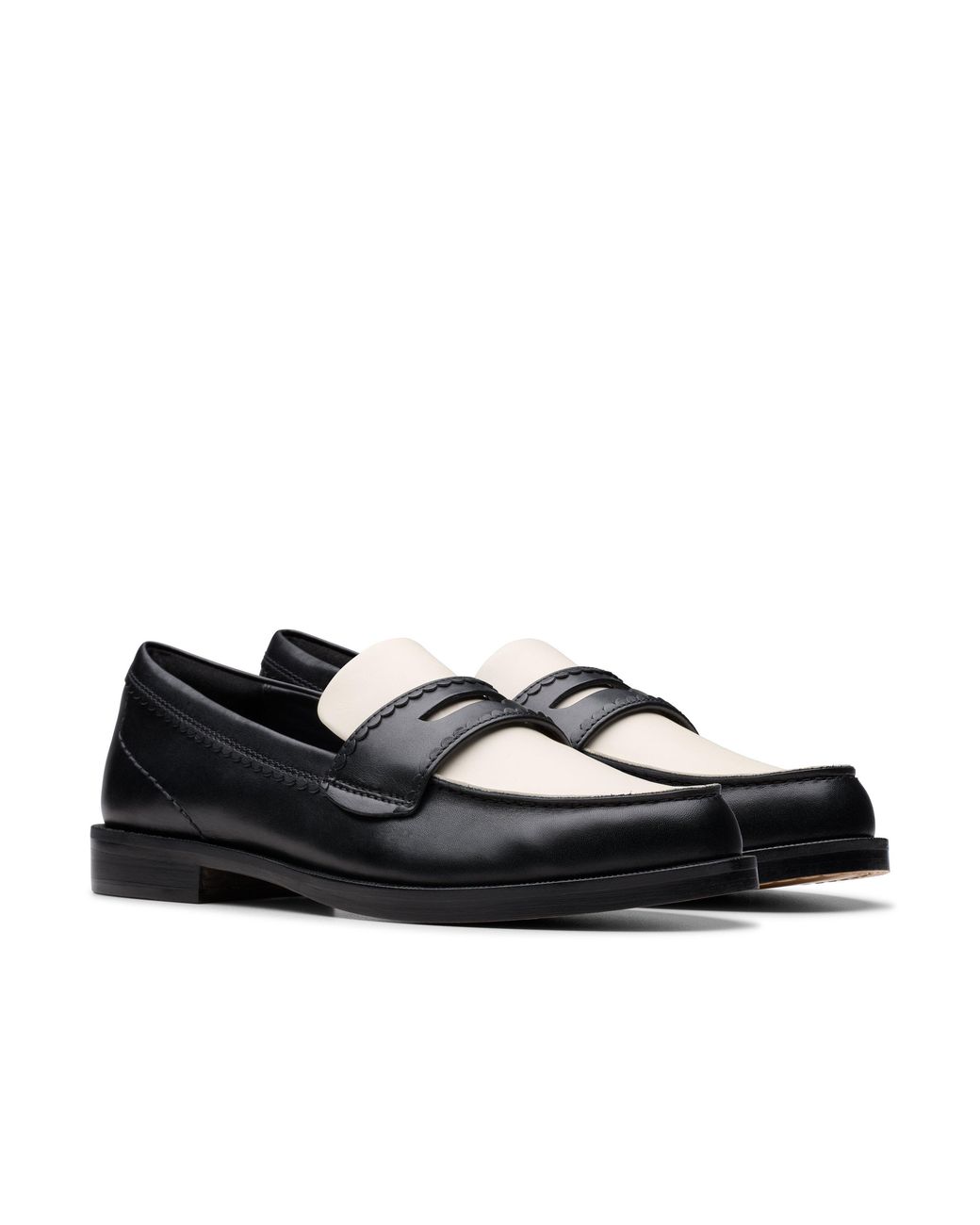Clarks Black Straven Edge Combination Leather Slip Ons, Loafers