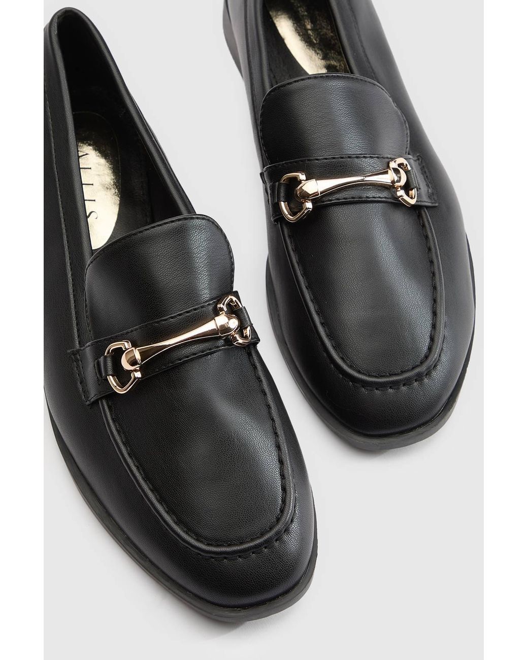 Wallis Black Jessie Faux Leather Metal Snaffle Loafers