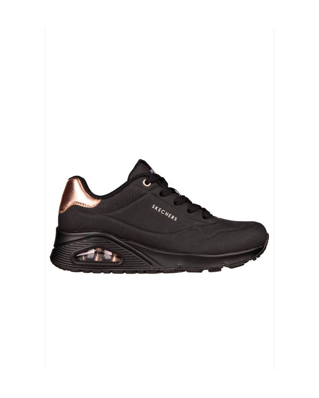 Skechers Black Uno Metallic Heel Trainers