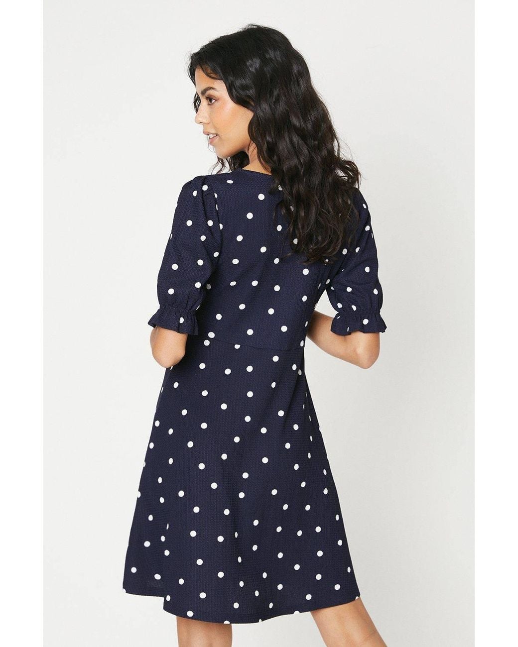 Dorothy Perkins Blue Petite Spot Short Sleeve Jersey Mini Dress