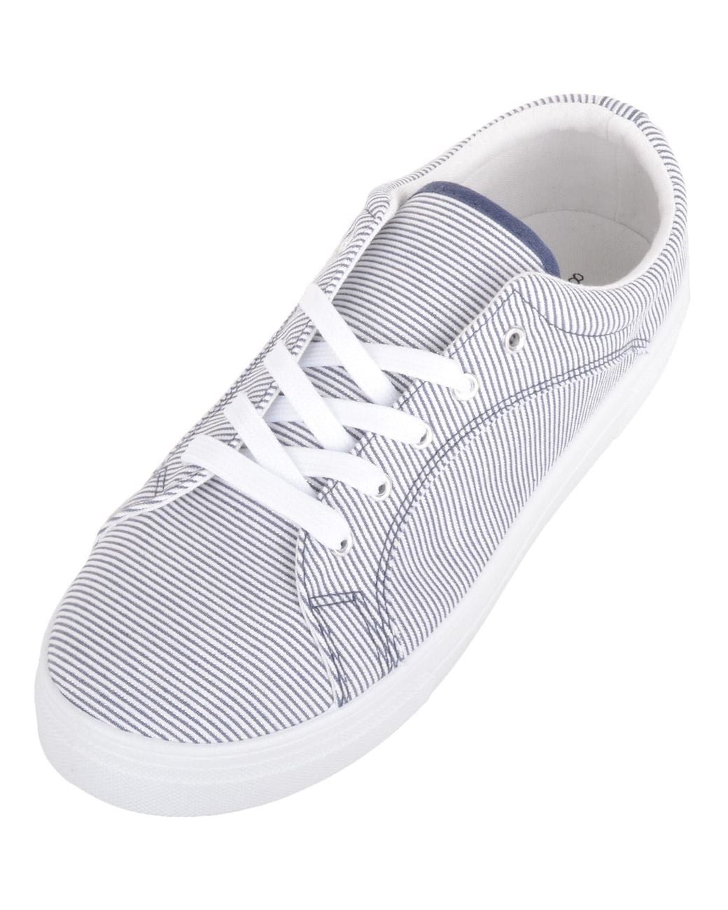 Absolute Footwear White Lace Up Sparkly Striped Canvas Chunky Platform Shoe