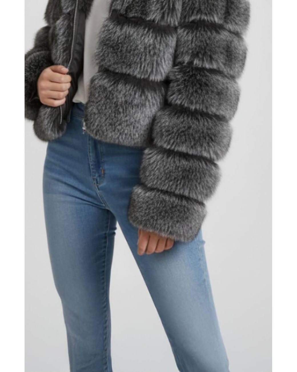 Stylewise Blue Hooded Faux Fur