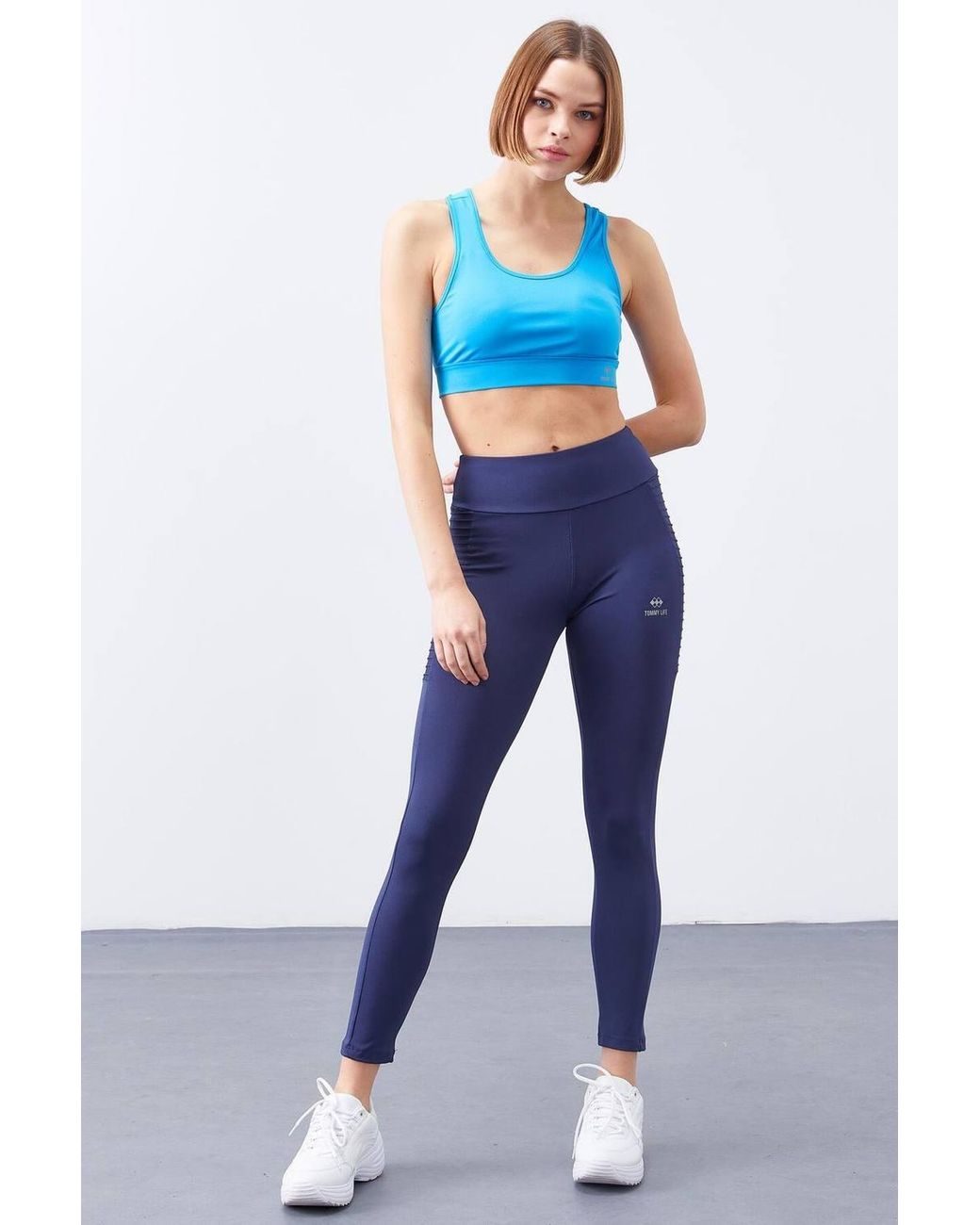 TOMMY LIFE Blue High-Waist Slim-Fit Leggings