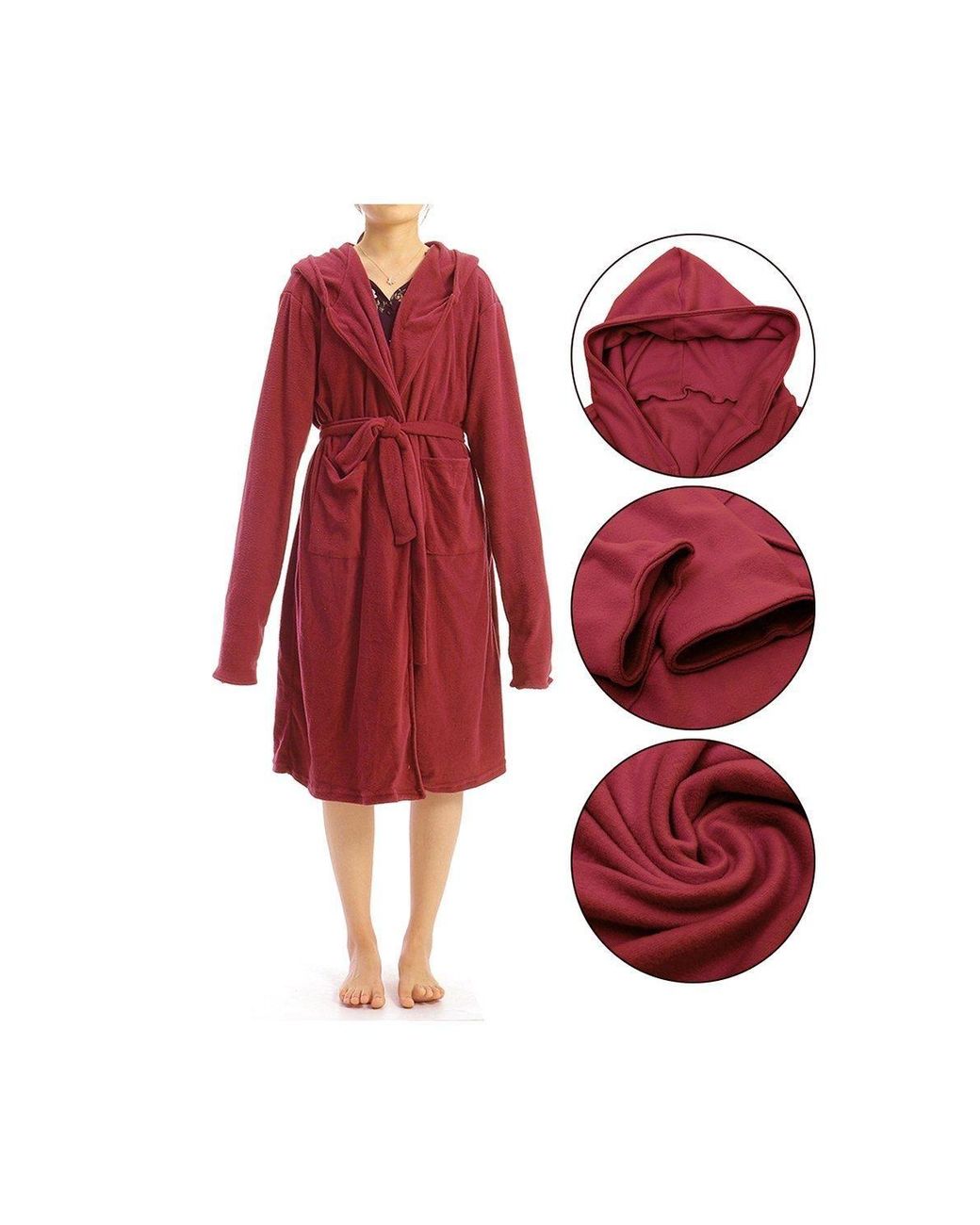 MODISHION Red Solid Long Dressing Gown