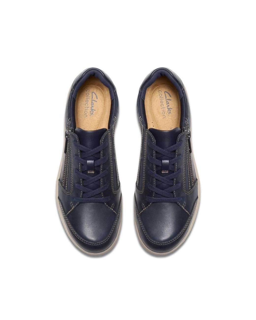 Clarks Blue Bryianne Bayla Leather Trainers