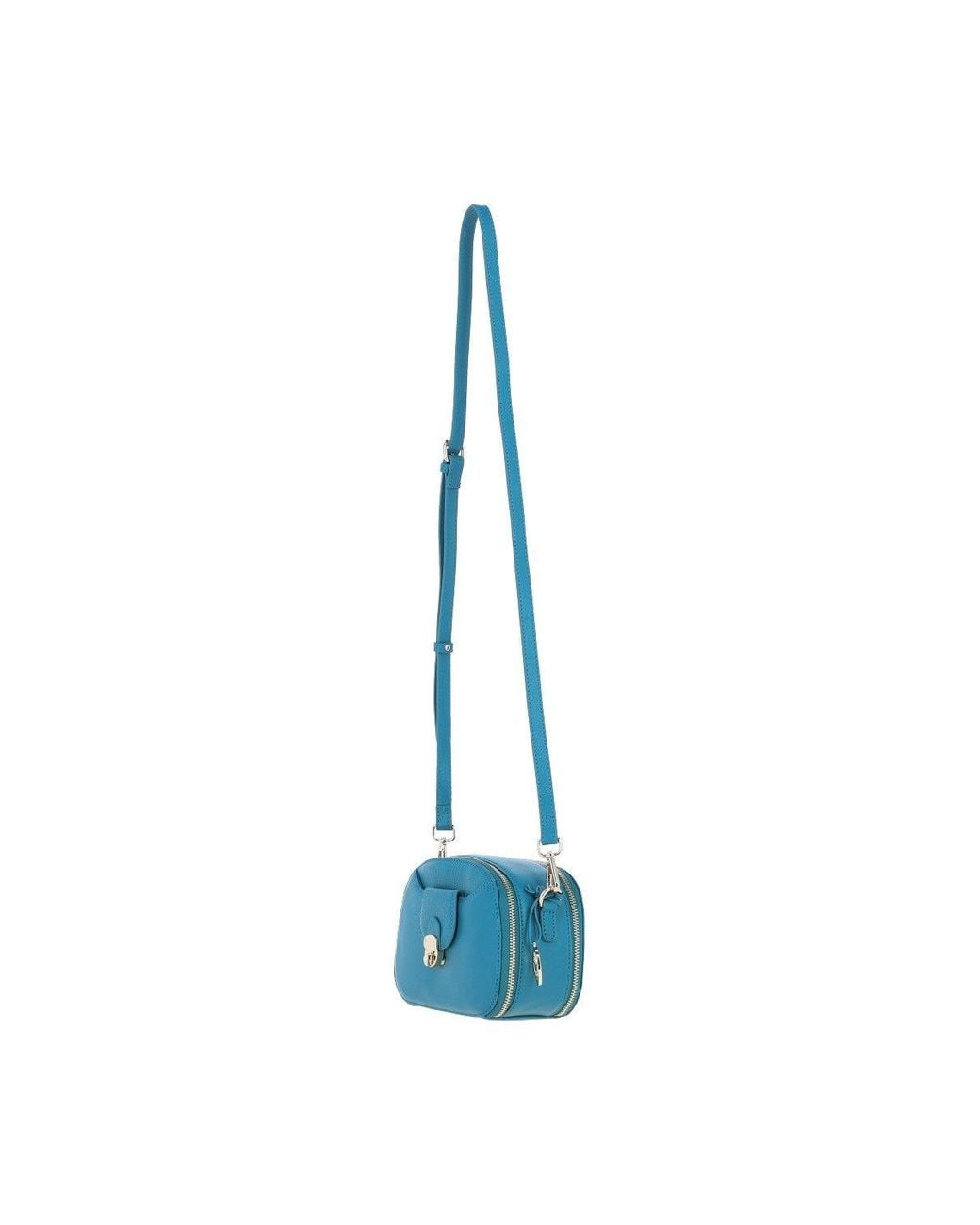 Ashwood Leather Blue Real Leather Compact Crossbody Bag With Adjustable Strap