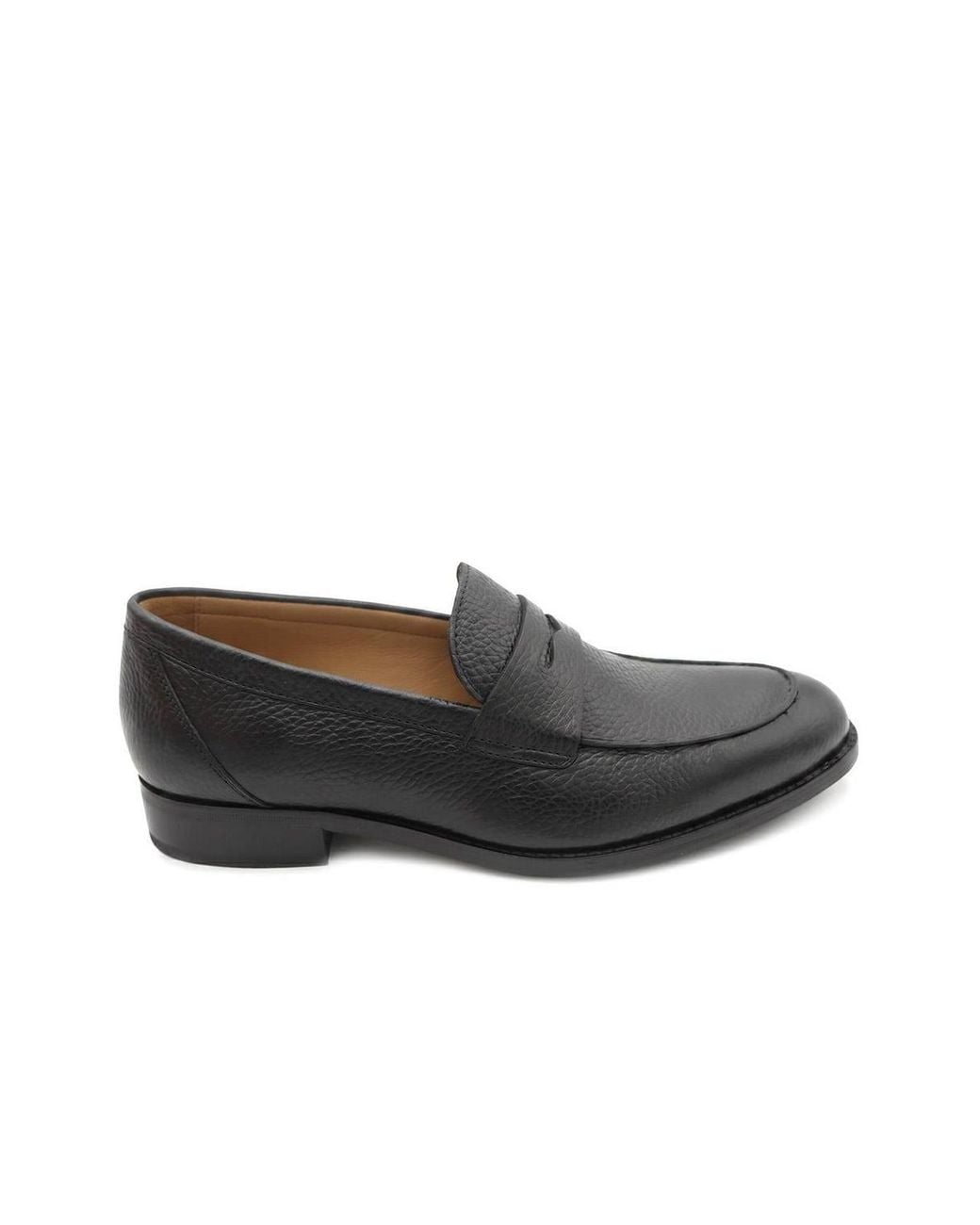 Jones Bootmaker Black Russell Leather Penny Loafers for men