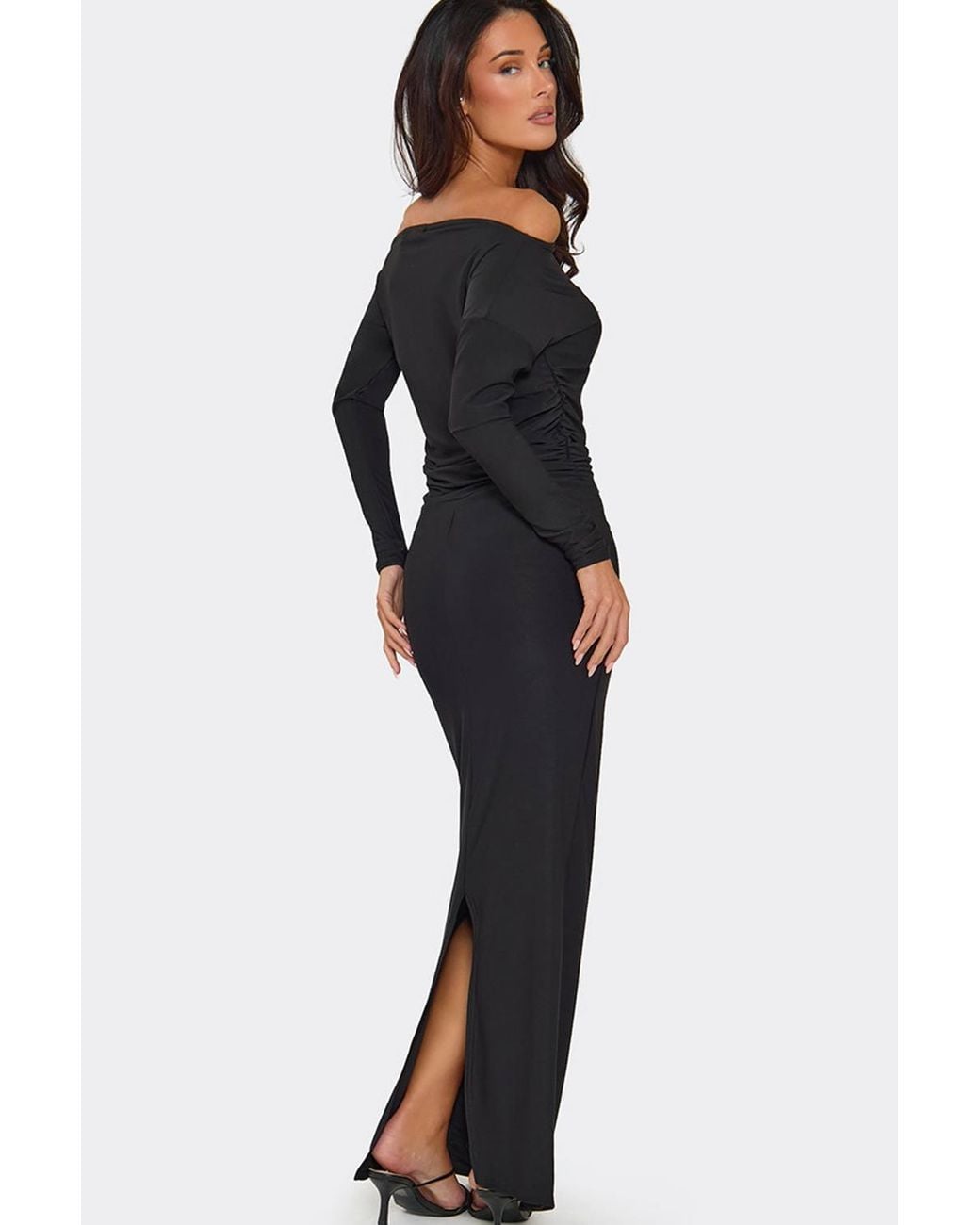 EGO Black Long Sleeve Ruched Maxi Dress