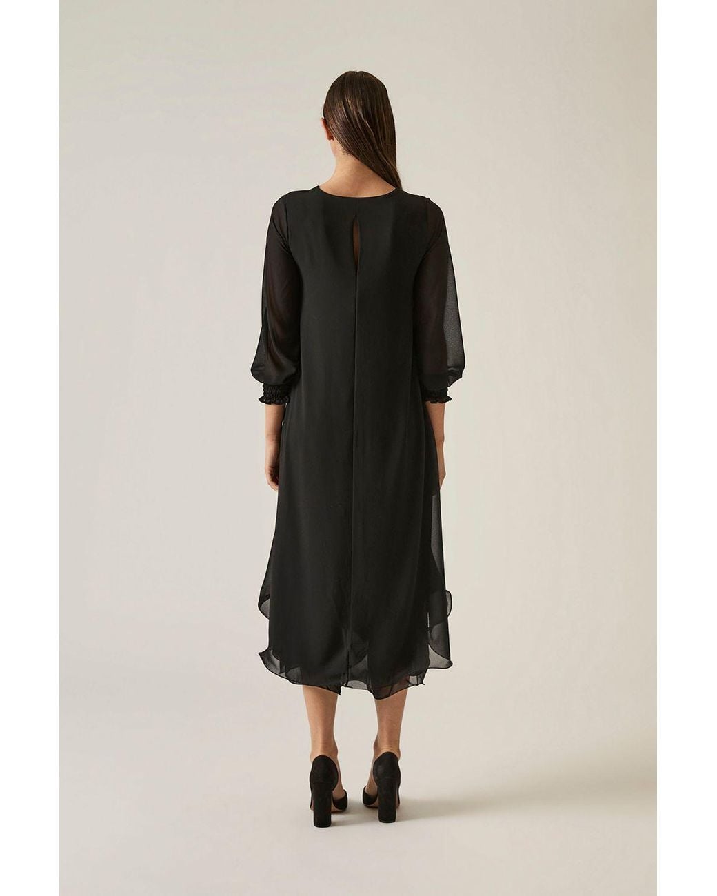 James Lakeland Black Maxi Wave Hem Dress