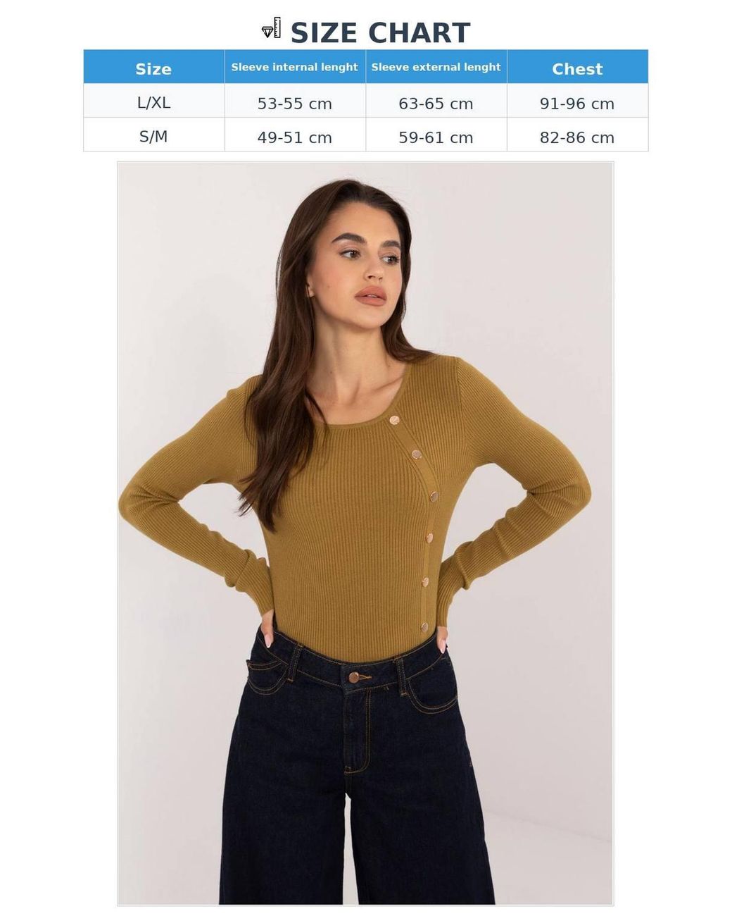 Love Lace Blue Button Front Ribbed Viscose Sweater