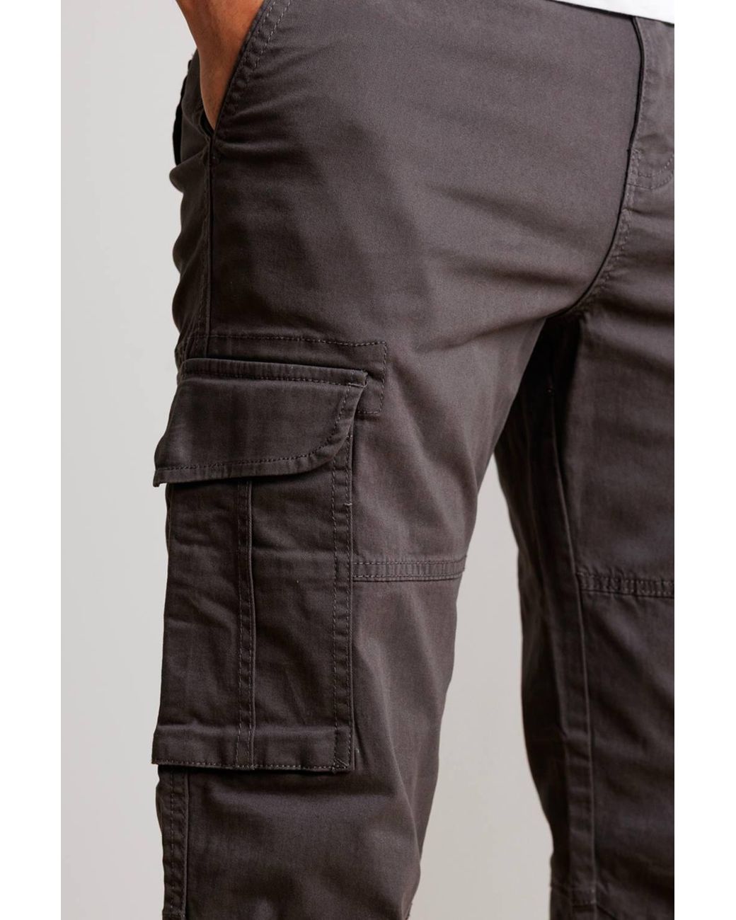 Tokyo Laundry Gray Straight Leg Cargo Trousers for men