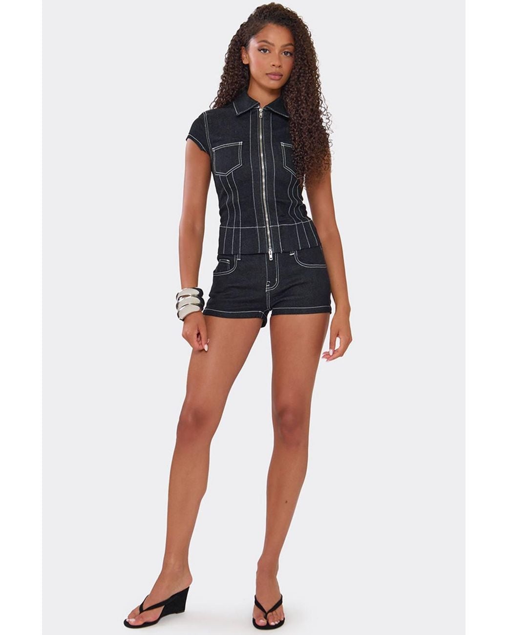 EGO Blue Denim Low Rise Mini Shorts