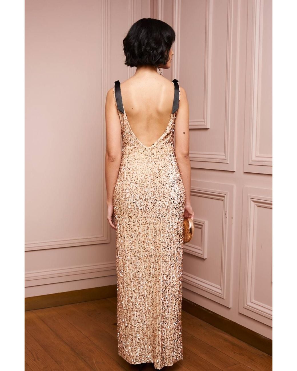 TFNC London Brown Joyce Sequin Maxi Dress