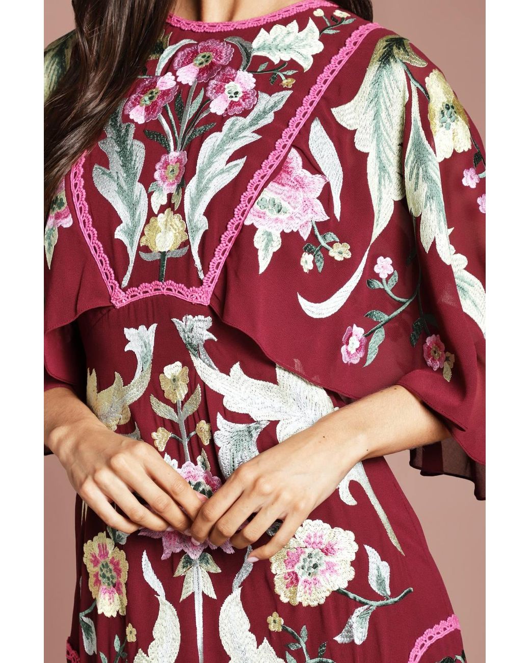 Coast Muse Embroidered Floral Midi Dress