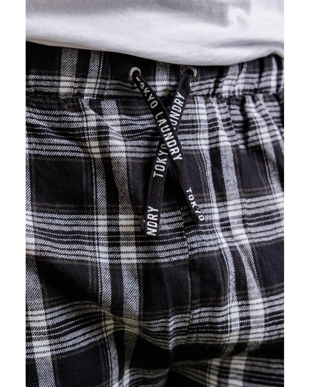 Tokyo Laundry Black Check Flannel Pyjama Trousers for men