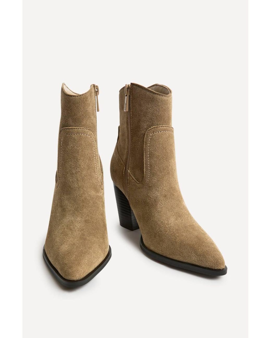 Linzi Natural Canyon Sand Suede Leather Western Ankle Boots