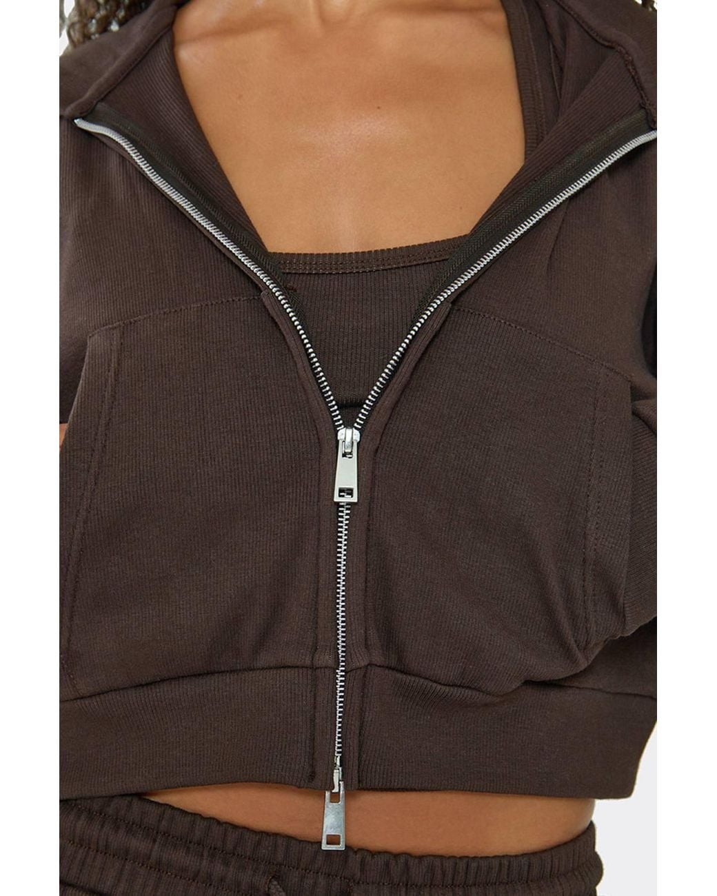 EGO Black Long Sleeve Zip Ribbed Hoodie