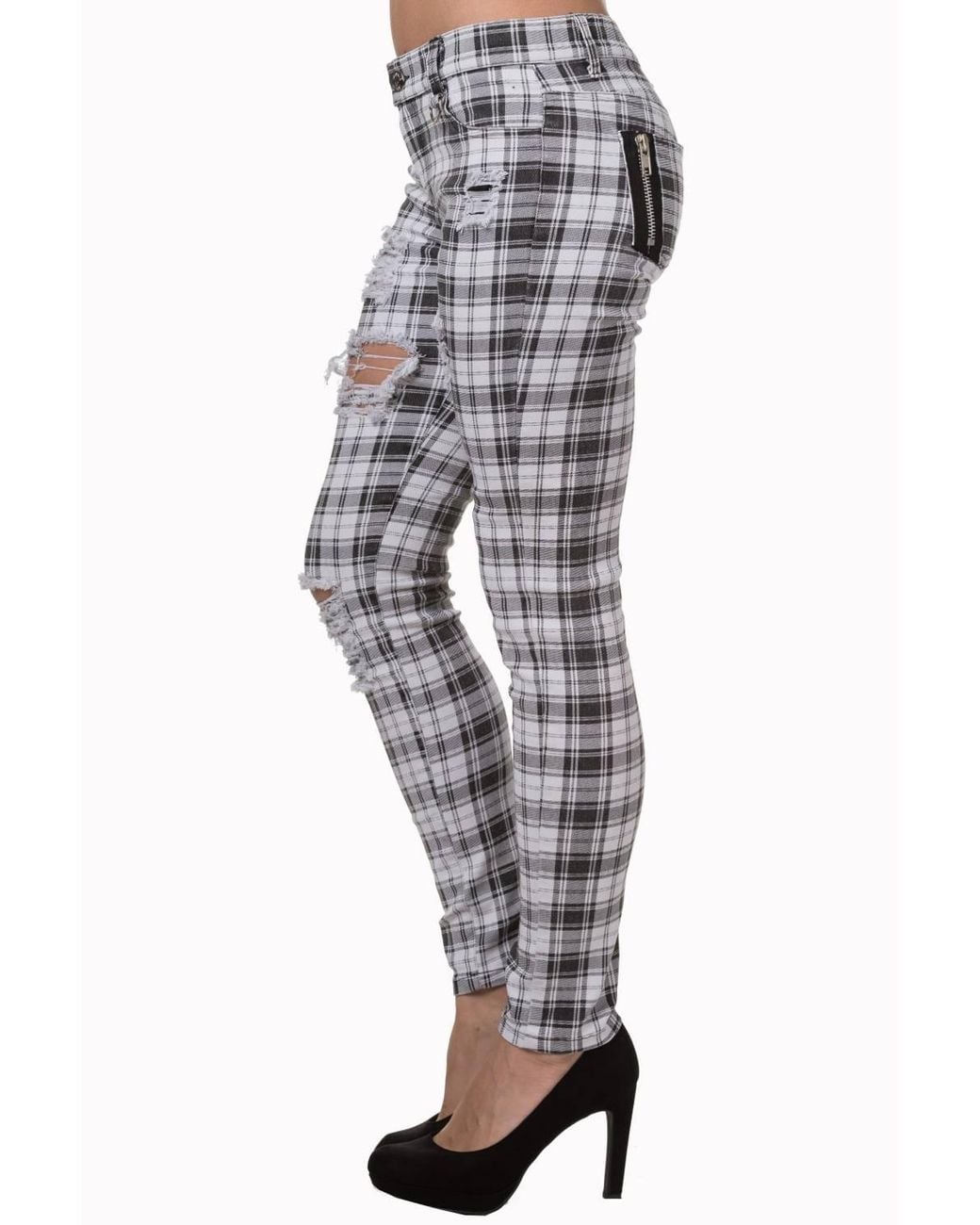 Banned Retro White Move On Up Trousers- Check