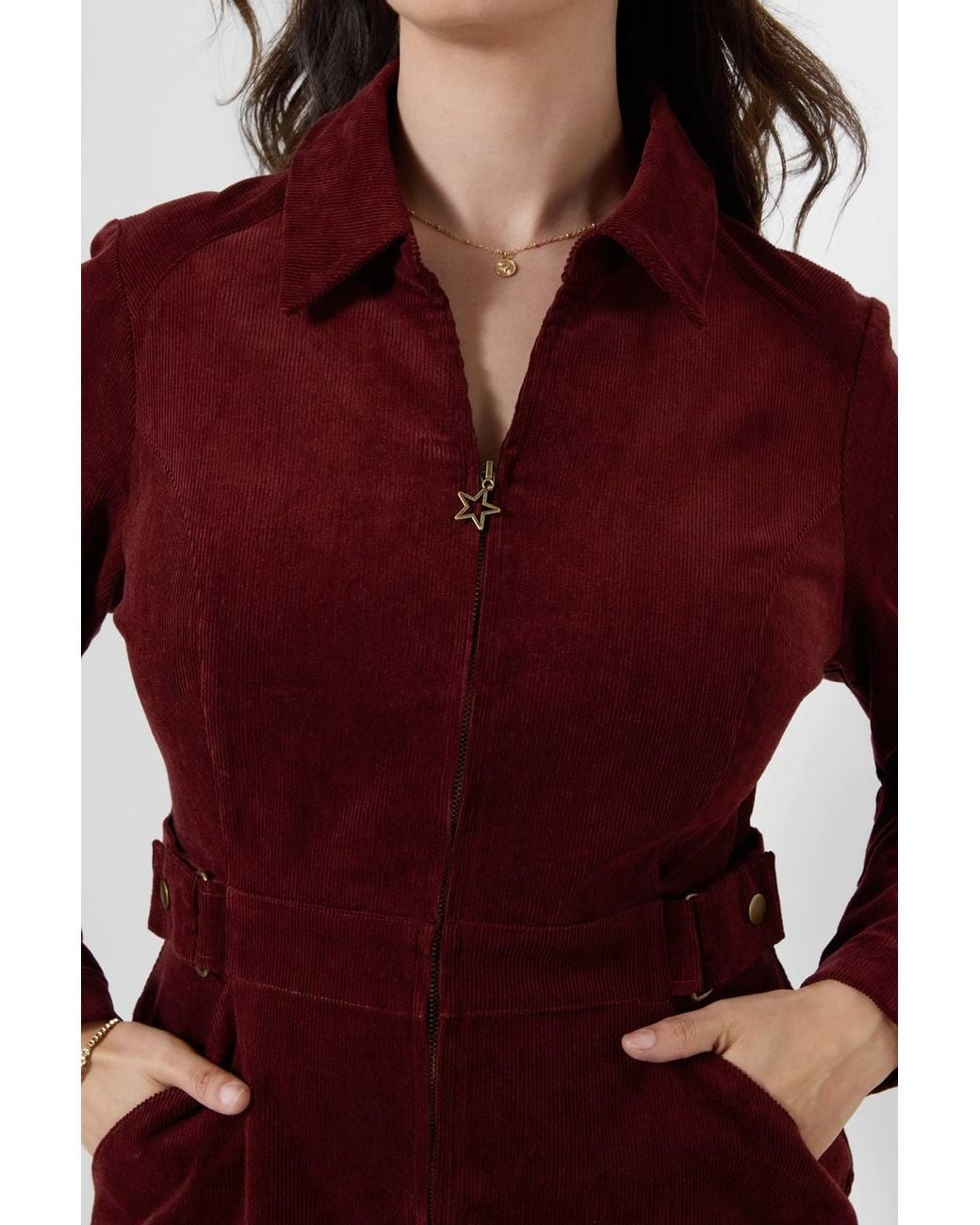 Joe Browns Red Betsy Zip Front Cord Dress
