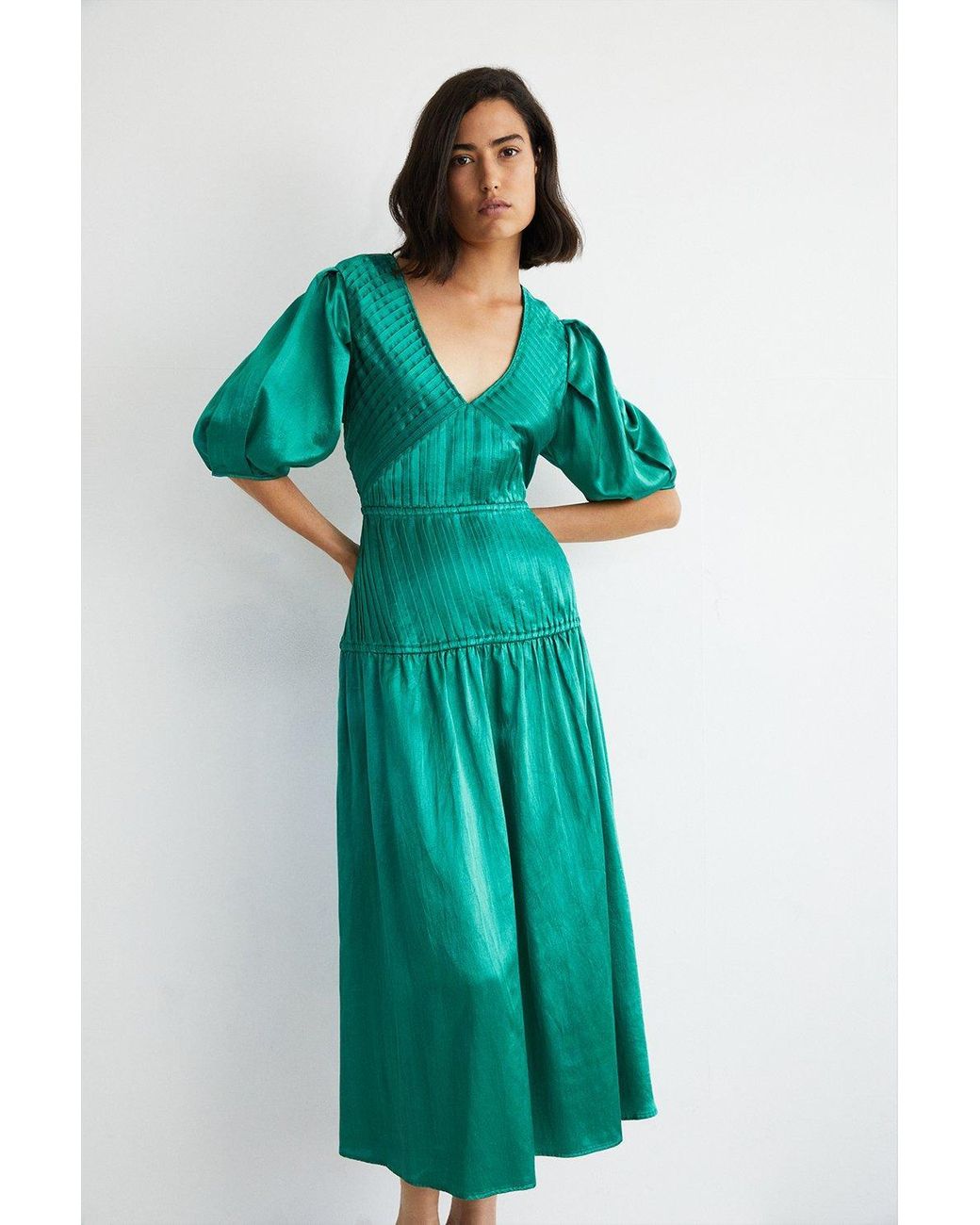 Warehouse green cheap satin dress