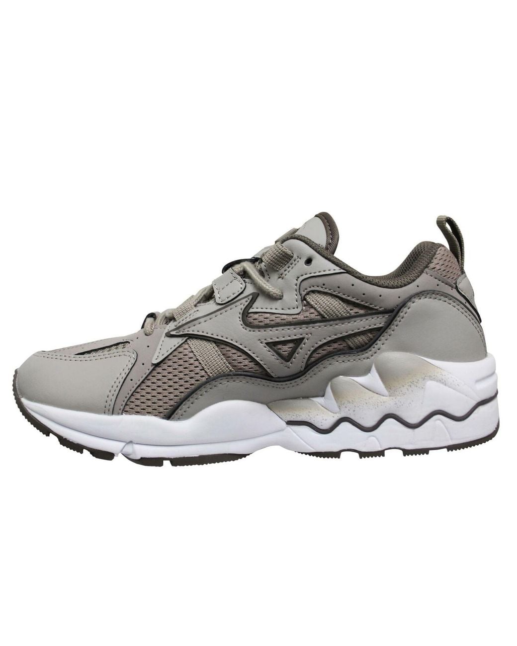 Mizuno Gray Sport Style Wave Rider 1 Taupe Lace Up Running Trainers for men