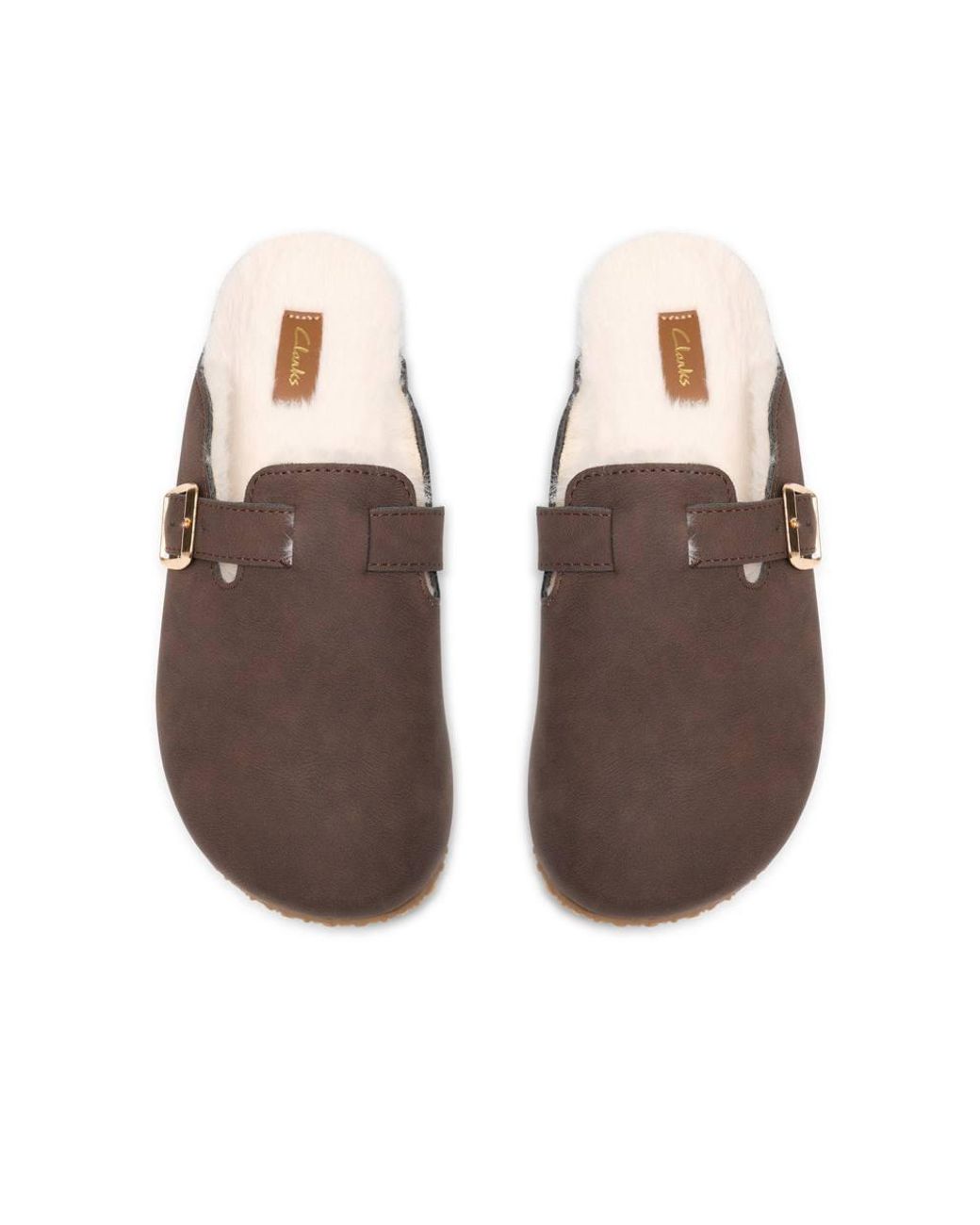 Clarks Brown Fira Clog Slip Ons, Slippers