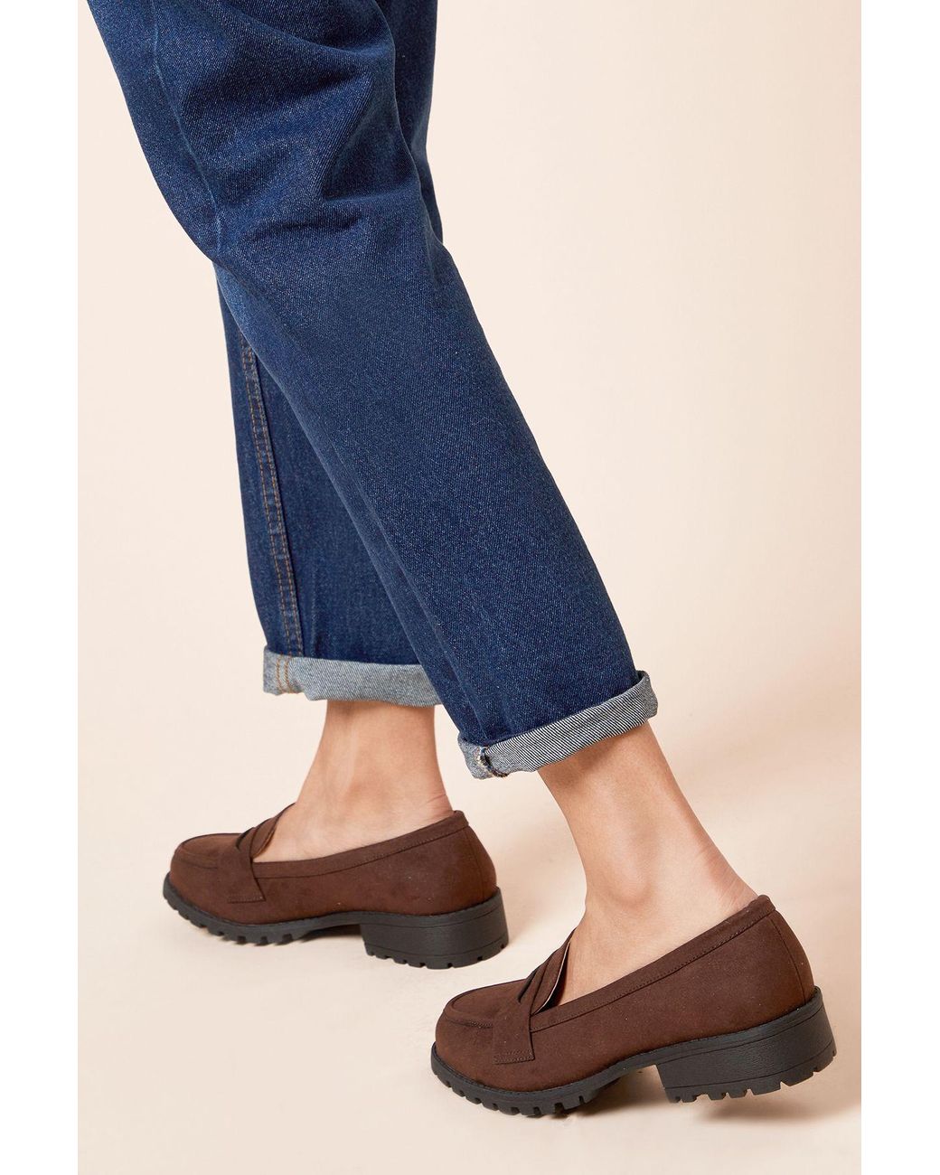 Dorothy Perkins Blue Wide Fit Leoni Chunky Loafers