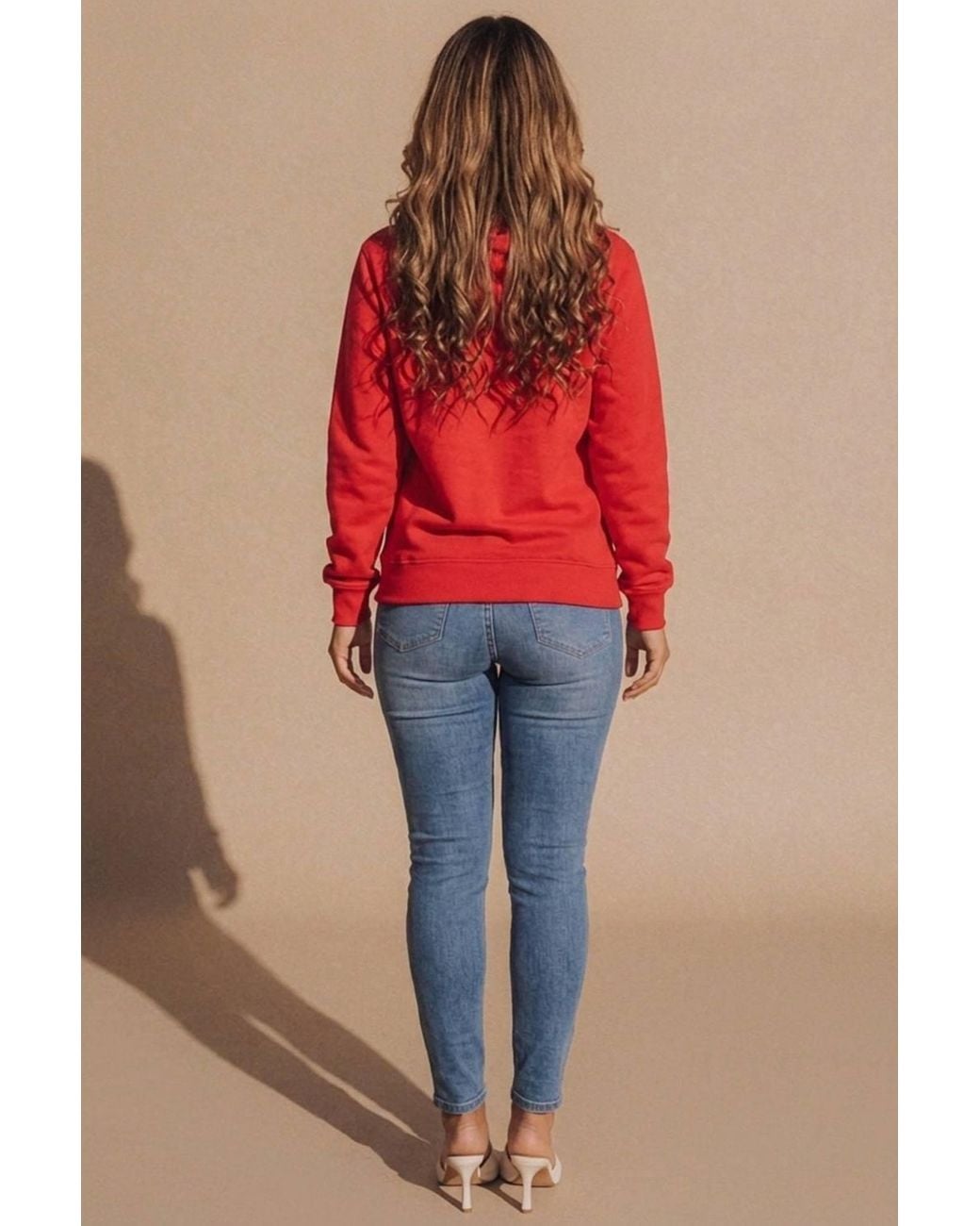 Femme Luxe Red Oversized Rib Cuff & Hem Pocket Hoodie