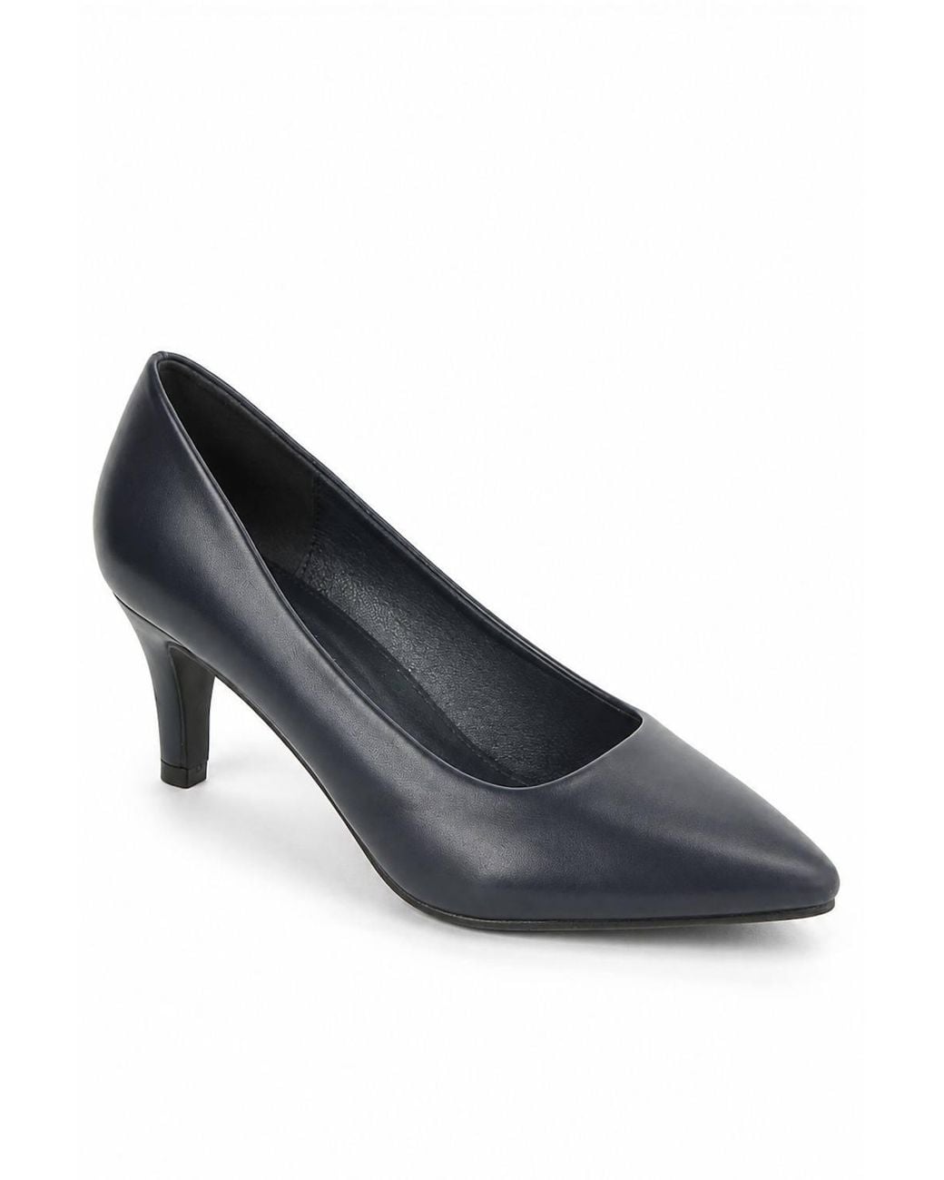Spot on Blue Pointed Toe Mid Heel Court Shoes