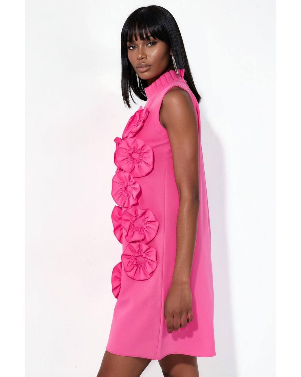 Msn-Collection Pink Embroidered Sleeveless Mini Dress