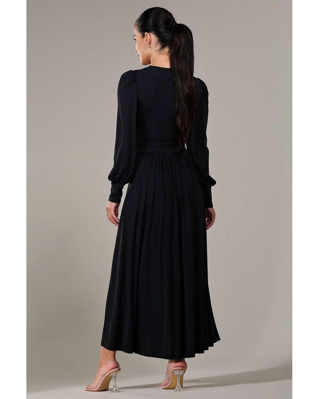 Jolie Moi Black Petite Long Sleeve Soft Silky Jersey Max