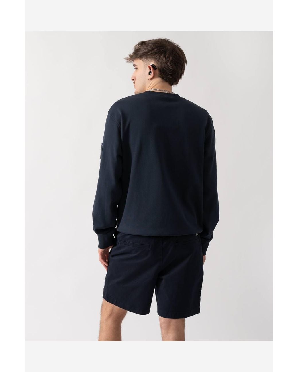 Moose Knuckles Blue Long Sleeve Crew Neck Logo Detail Regular Fit Sweatshirt for men