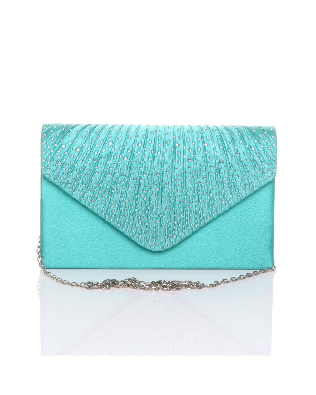 AJVANI Blue Diamante Envelope Clutch Bag