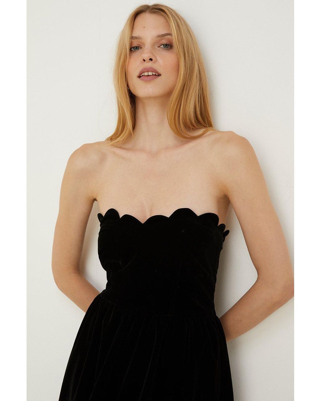 Scalloped tube on sale midi dress