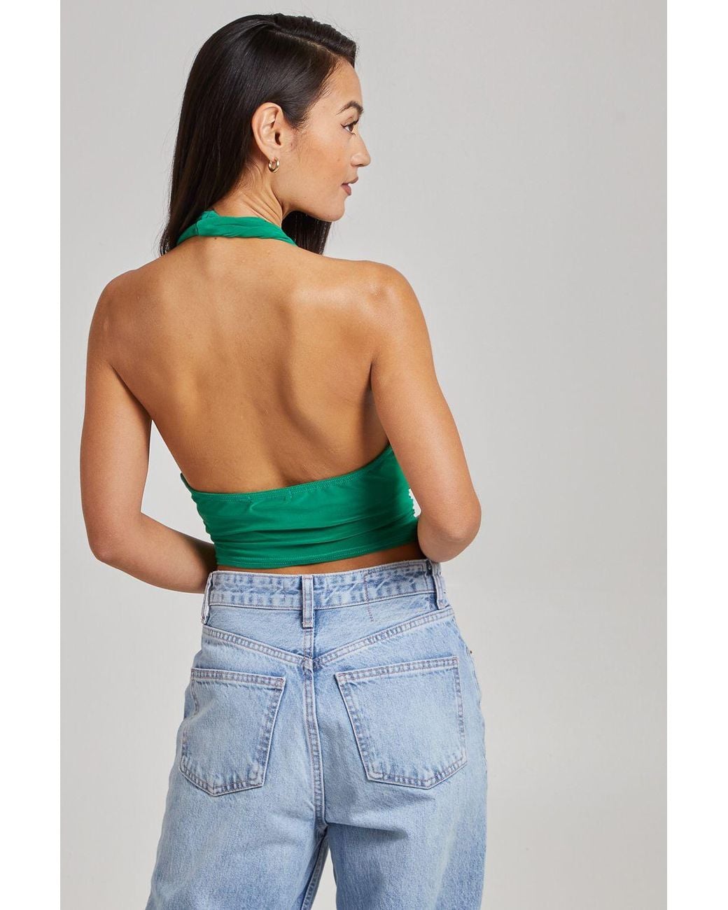 Pink Vanilla Blue Gathered Halter Neck Slinky Top