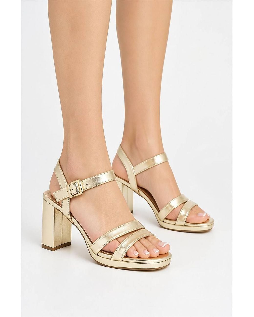 Miss Diva Natural Anahi 2 Strap Platform Block Heel Anklestrap Sandals