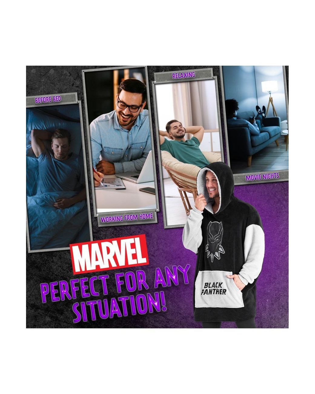 Marvel Black Avengers Panther Oversized Poncho for men
