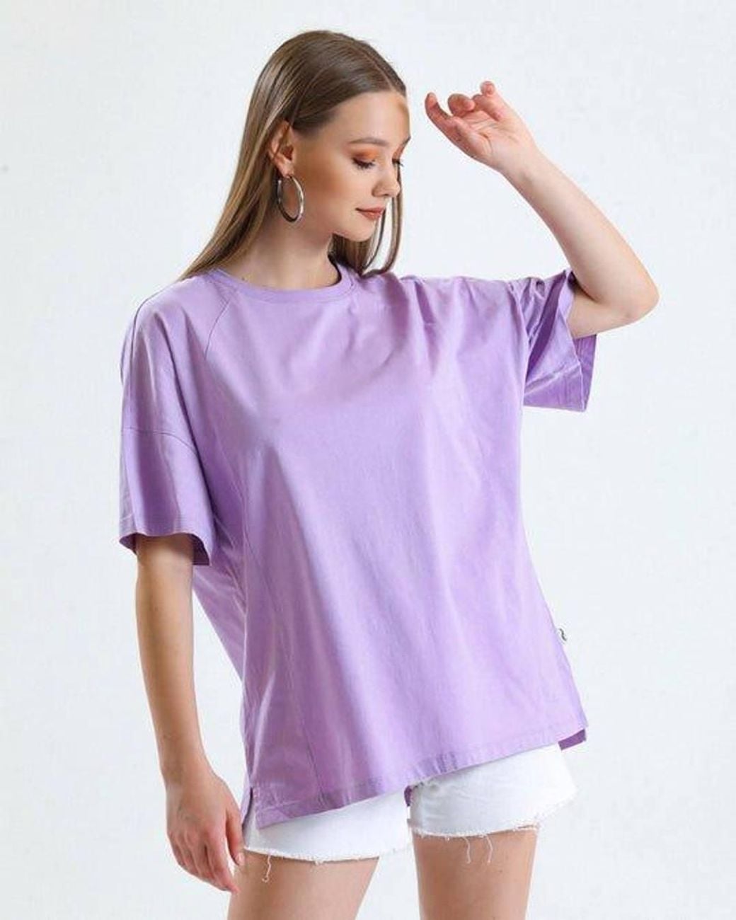 Alse Studio Purple Cotton Premium Quality Oversized T-Shirt