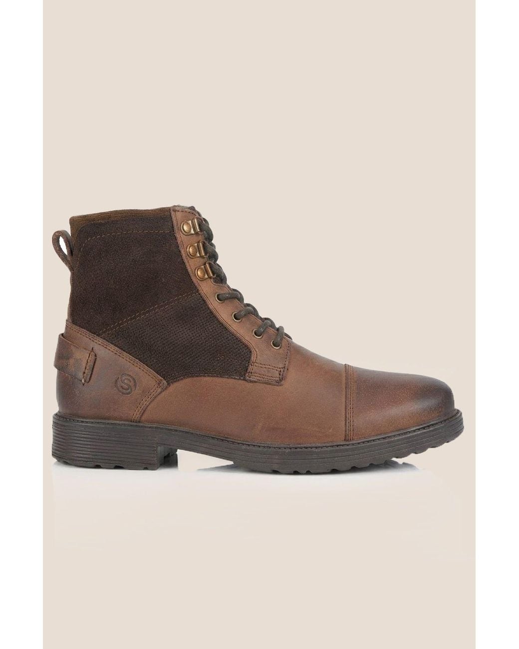 Silver Street London Brown Greyfriars Leather Lace Up Ankle Boots for men