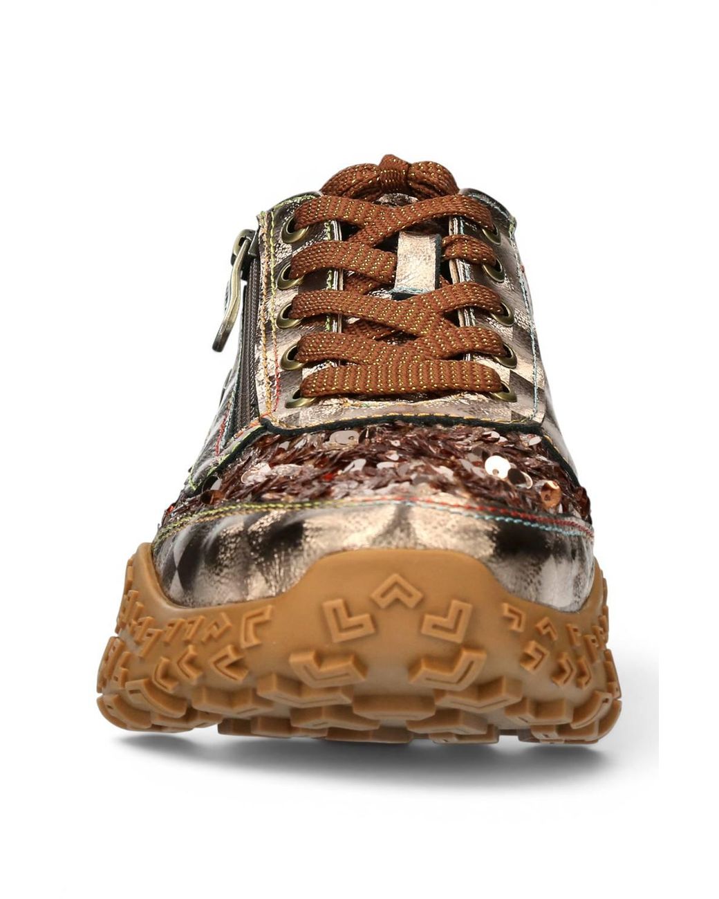 Infinity Leather Metallic Floral Leather Trainer Sneaker Shoes