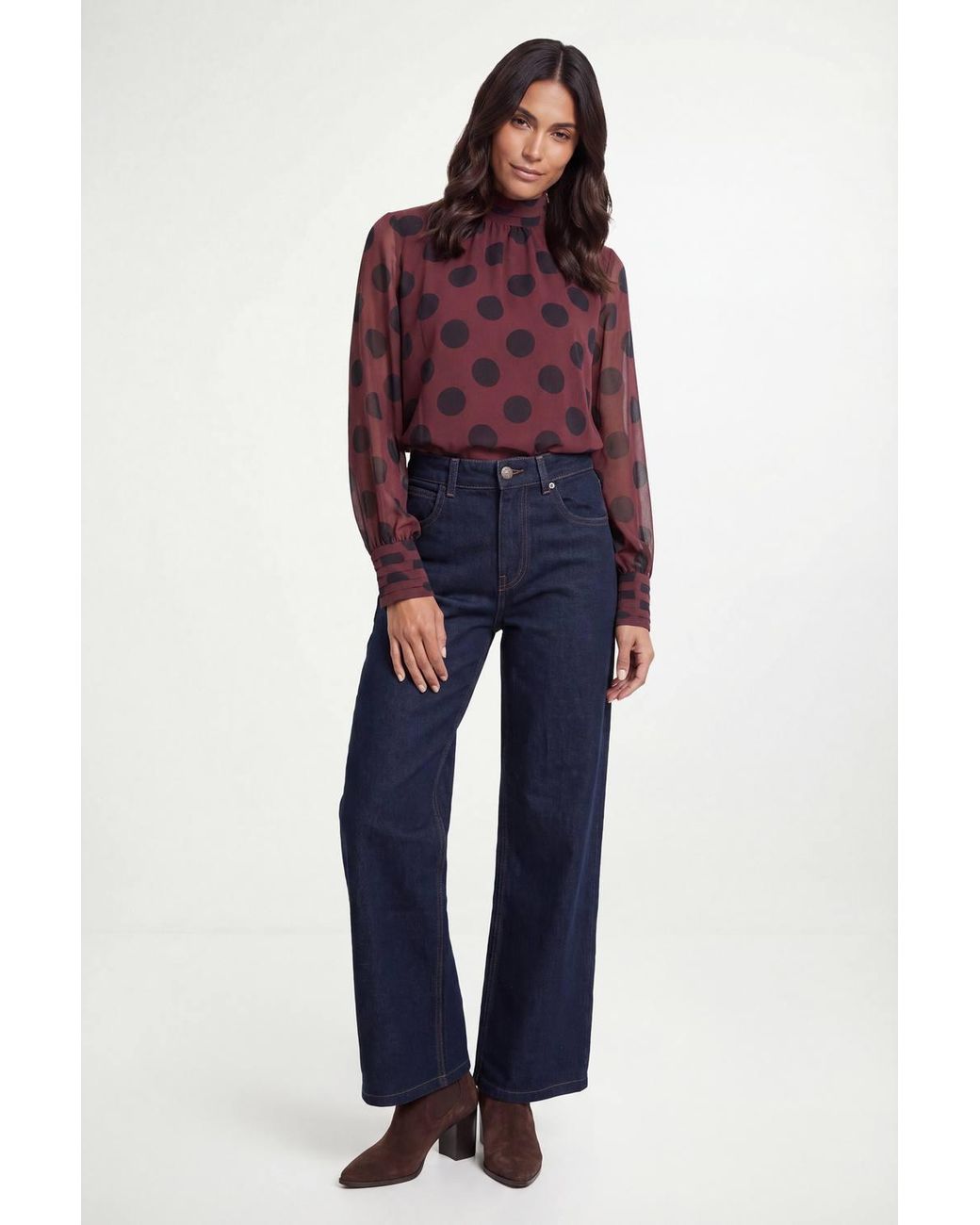 Wallis Red Spot Pleat Detail Blouse