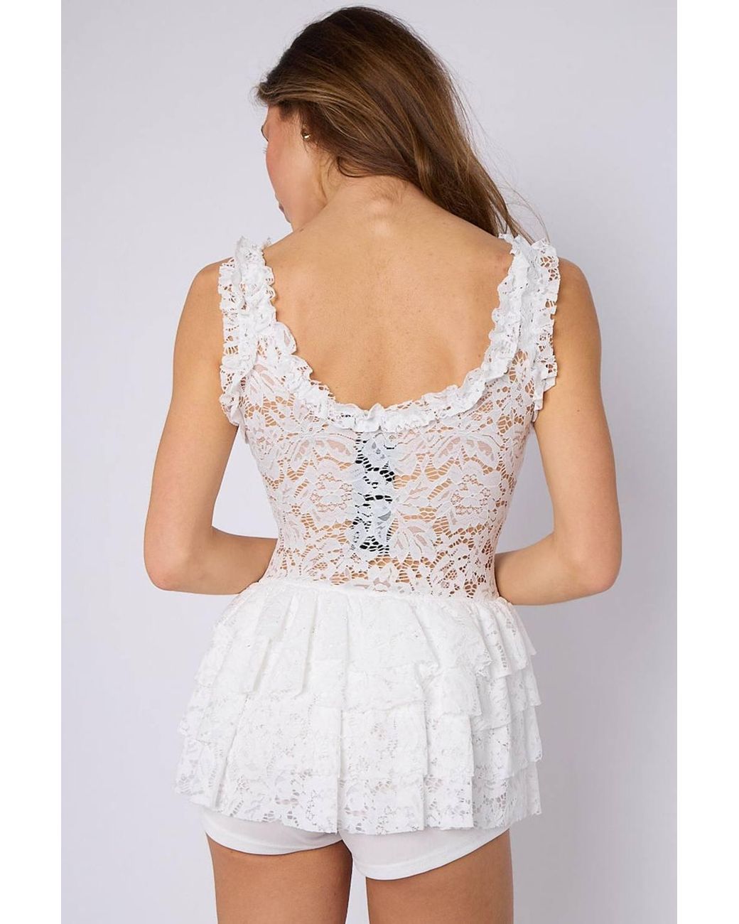 Stylewise Natural Lace Detail Sleeveless Bodycon Playsuit