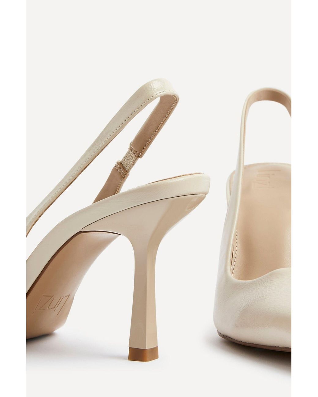 Linzi White Dash Faux Leather Court Heels