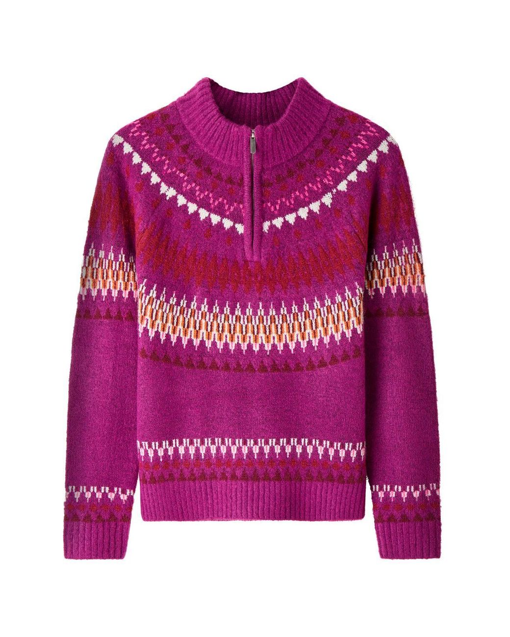 Joe Browns Purple Connie Half Zip Fairisle Jumper