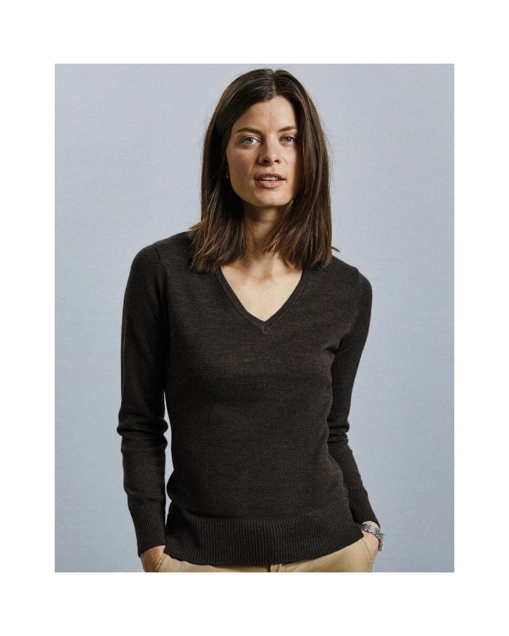 Russell Black Collection V-Neck Knitted Pullover Sweatshirt