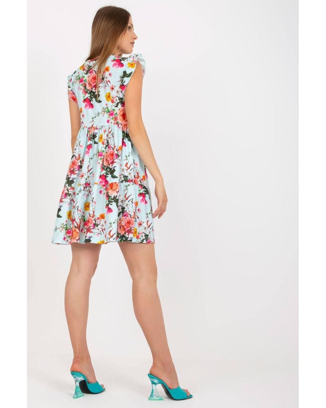 Love Lace Red Floral Frill Short Sleeve Summer Dress