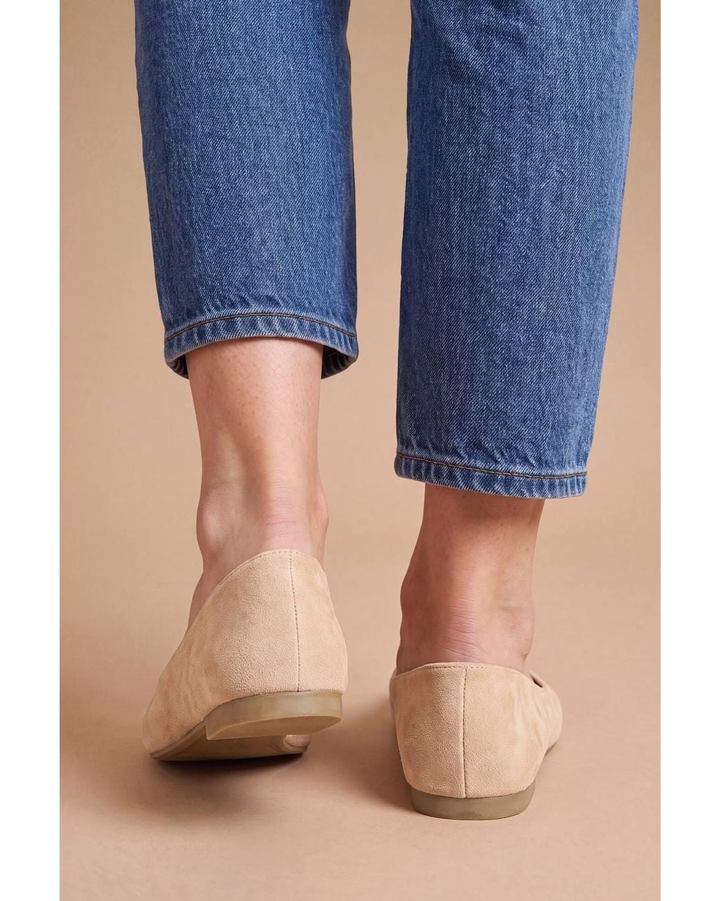 Dorothy Perkins Blue Narina Faux Suede Round Toe Ballet Flats