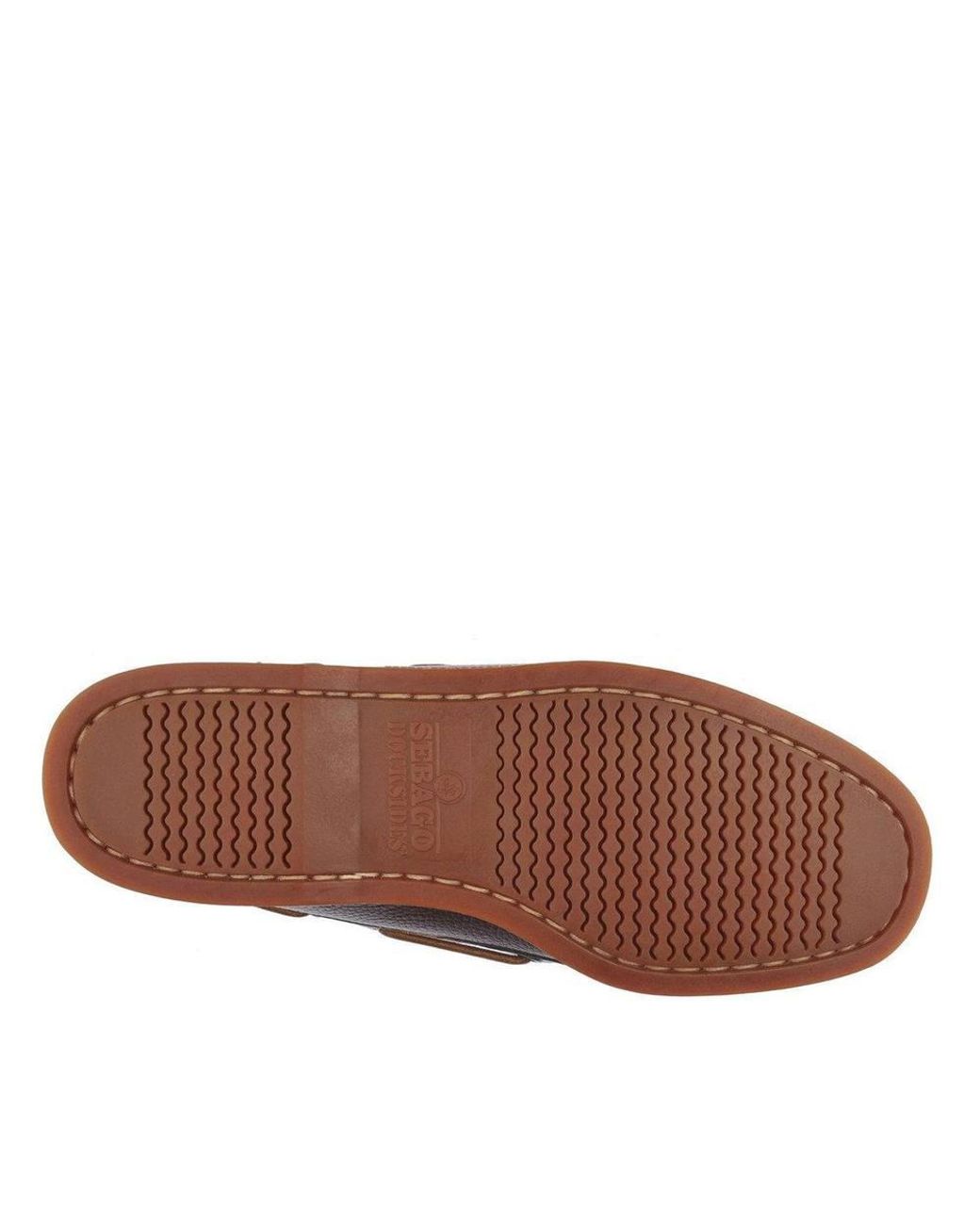 Sebago Brown Portland Martellato Full Grain Leather Boat Shoes for men
