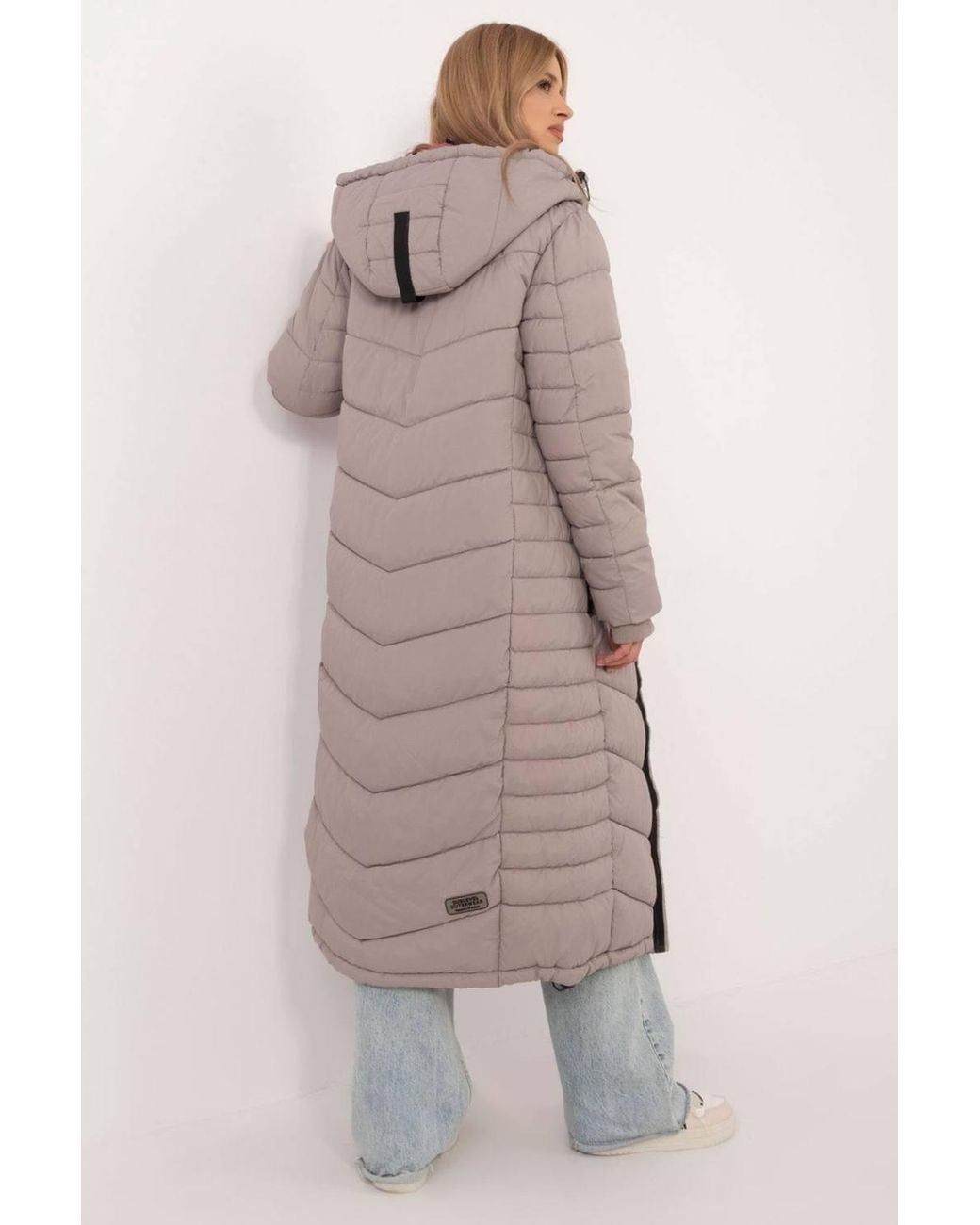 Love Lace Gray Winter Quilted Jacket With Pockets & Zip